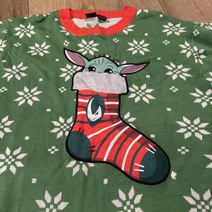 Star Wars Baby Yoda Holiday Winter‎ Snowflake Sweater Men's Medium Pocket